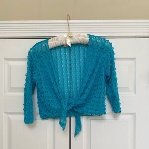 Teal Open-Knit Women's Sweater
